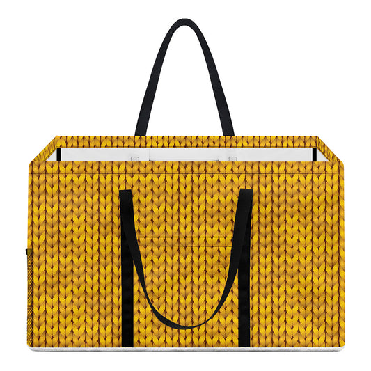 Yellow Knitted Pattern Print Utility Tote Bag