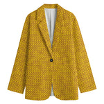 Yellow Knitted Pattern Print Women's Blazer