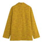 Yellow Knitted Pattern Print Women's Blazer