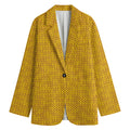 Yellow Knitted Pattern Print Women's Cotton Blazer