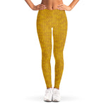 Yellow Knitted Pattern Print Women's Leggings