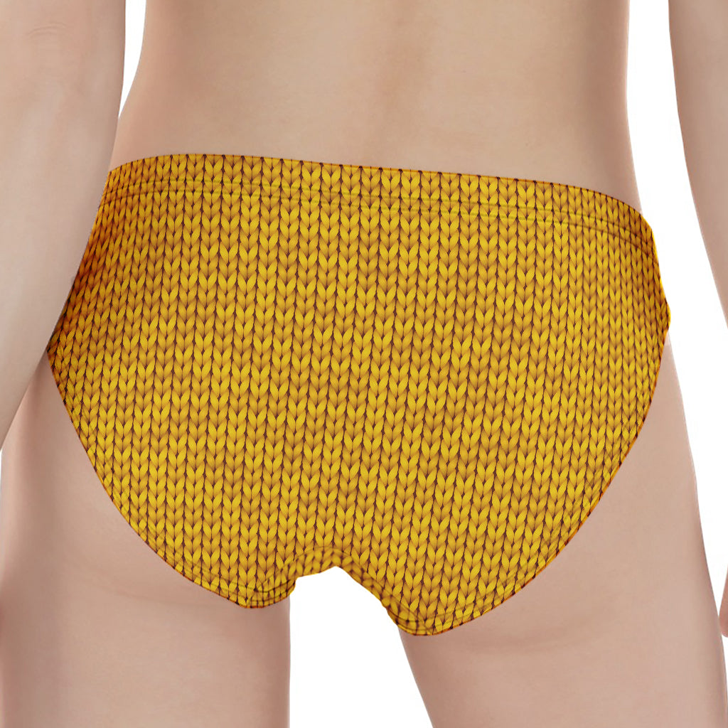 Yellow Knitted Pattern Print Women's Panties