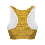 Yellow Knitted Pattern Print Women's Sports Bra