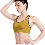 Yellow Knitted Pattern Print Women's Sports Bra