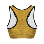 Yellow Knitted Pattern Print Women's Sports Bra