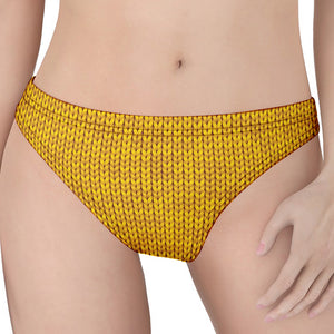 Yellow Knitted Pattern Print Women's Thong