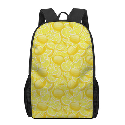 Yellow Lemon Pattern Print 17 Inch Backpack