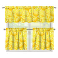 Yellow Lemon Pattern Print 3 Piece Kitchen Curtains