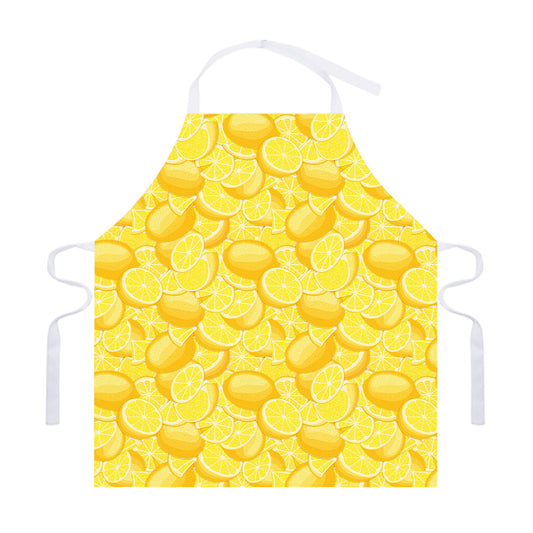 Yellow Lemon Pattern Print Adjustable Apron