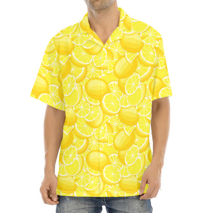 Yellow Lemon Pattern Print Aloha Shirt