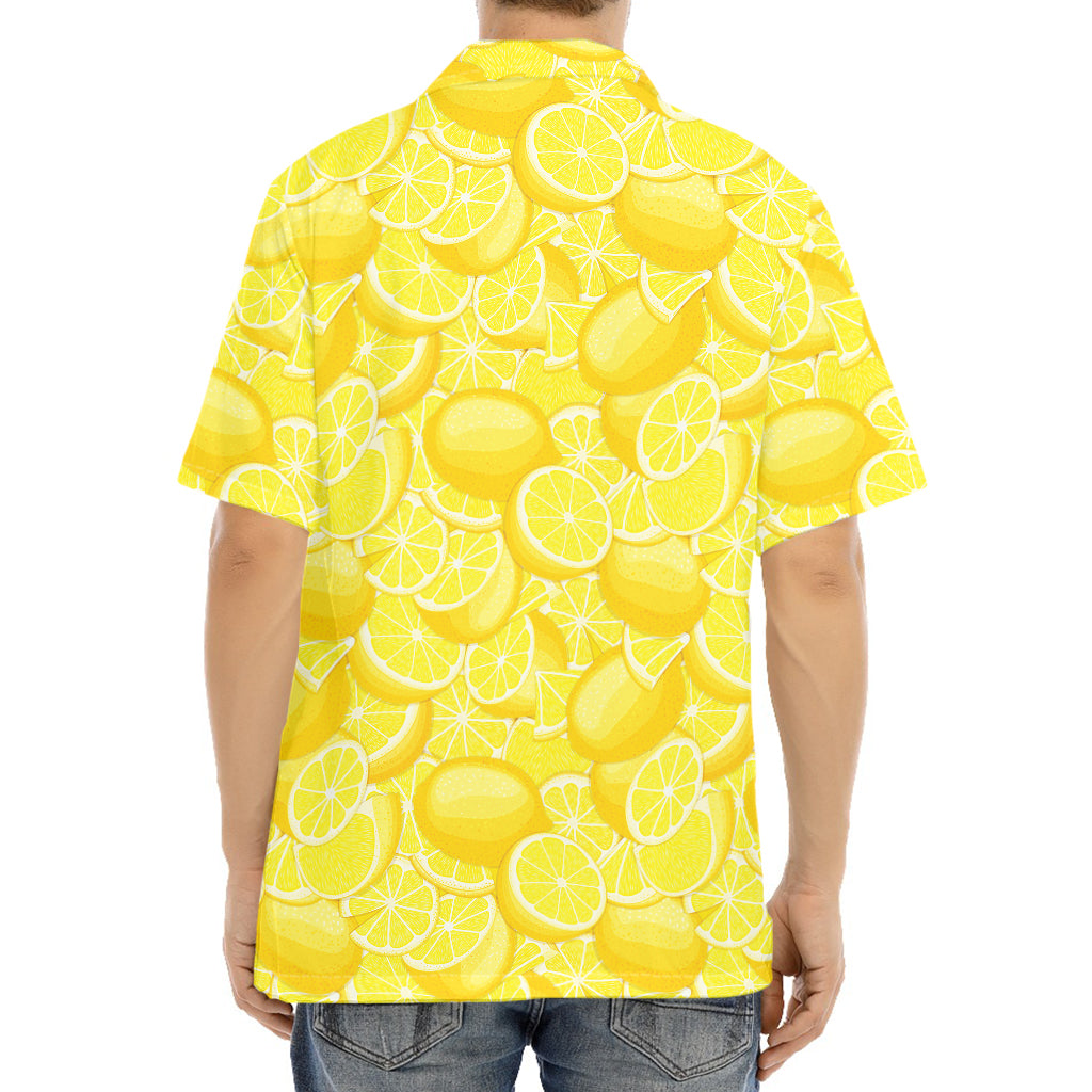 Yellow Lemon Pattern Print Aloha Shirt