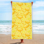 Yellow Lemon Pattern Print Beach Towel