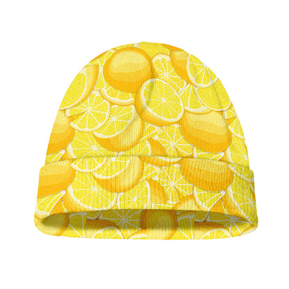 Yellow Lemon Pattern Print Beanie