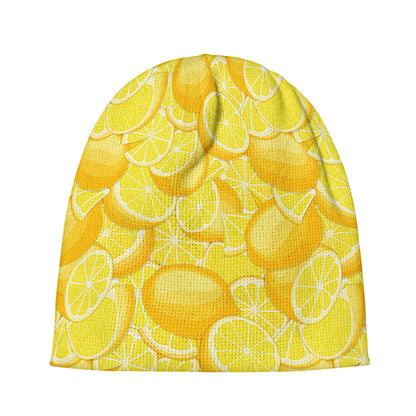 Yellow Lemon Pattern Print Beanie