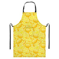 Yellow Lemon Pattern Print Bib Apron With Pocket