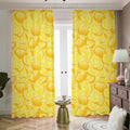 Yellow Lemon Pattern Print Dimout Pencil Pleat Curtains