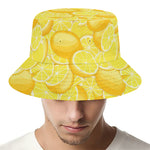 Yellow Lemon Pattern Print Bucket Hat