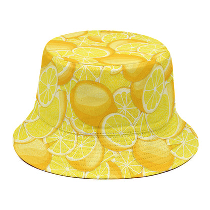 Yellow Lemon Pattern Print Bucket Hat