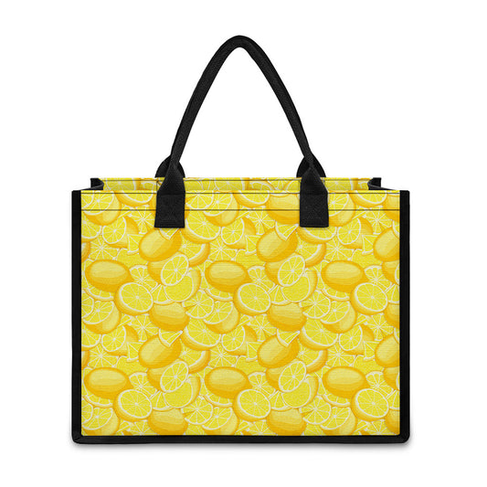 Yellow Lemon Pattern Print Canvas Tote Bag