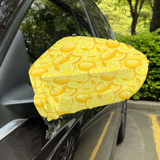 Yellow Lemon Pattern Print Car Side Mirror Covers