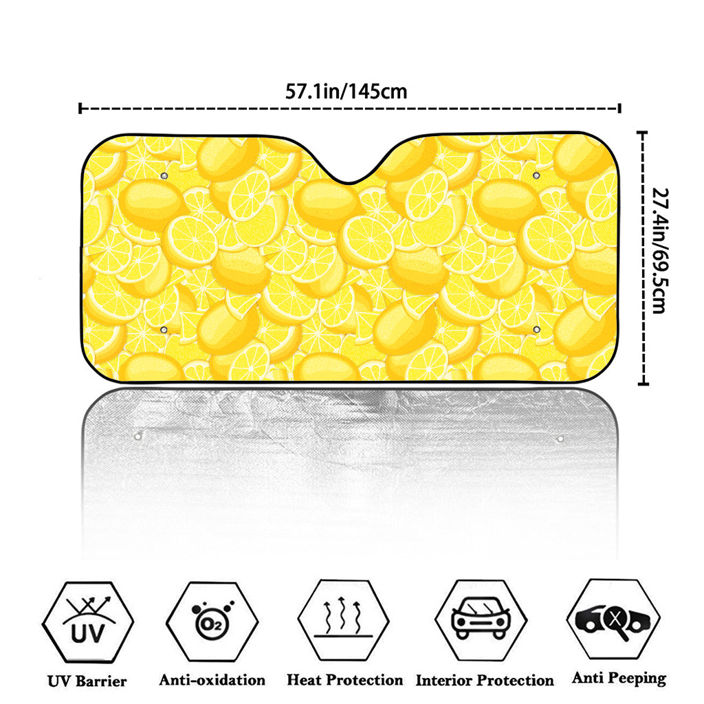 Yellow Lemon Pattern Print Car Windshield Sun Shade