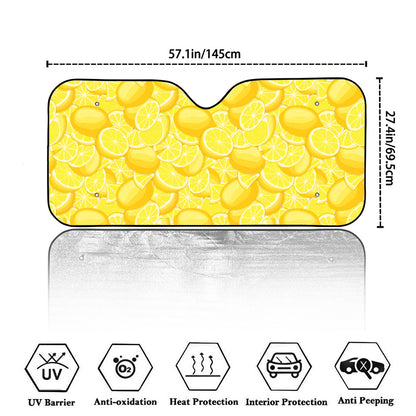 Yellow Lemon Pattern Print Car Windshield Sun Shade
