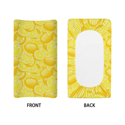 Yellow Lemon Pattern Print Changing Pad Cover