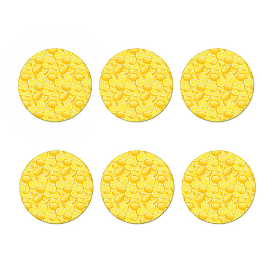 Yellow Lemon Pattern Print Coaster Set