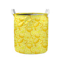 Yellow Lemon Pattern Print Collapsible Laundry Basket