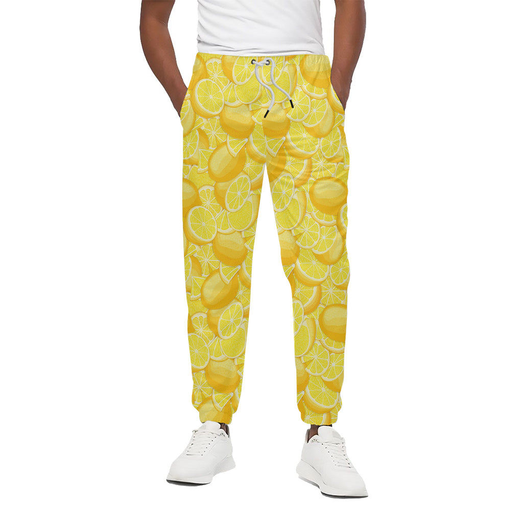 Yellow Lemon Pattern Print Cotton Pants