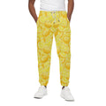 Yellow Lemon Pattern Print Cotton Sweatpants