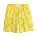 Yellow Lemon Pattern Print Cotton Shorts