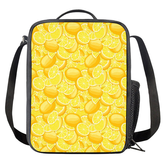 Yellow Lemon Pattern Print Crossbody Lunch Bag