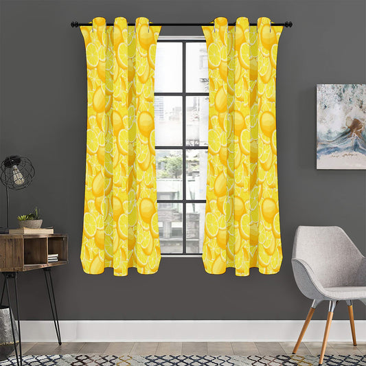 Yellow Lemon Pattern Print Curtain