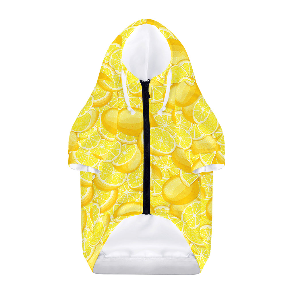 Yellow Lemon Pattern Print Dog Zip Up Hoodie