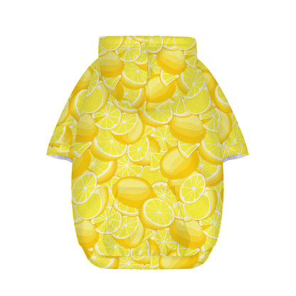 Yellow Lemon Pattern Print Dog Zip Up Hoodie