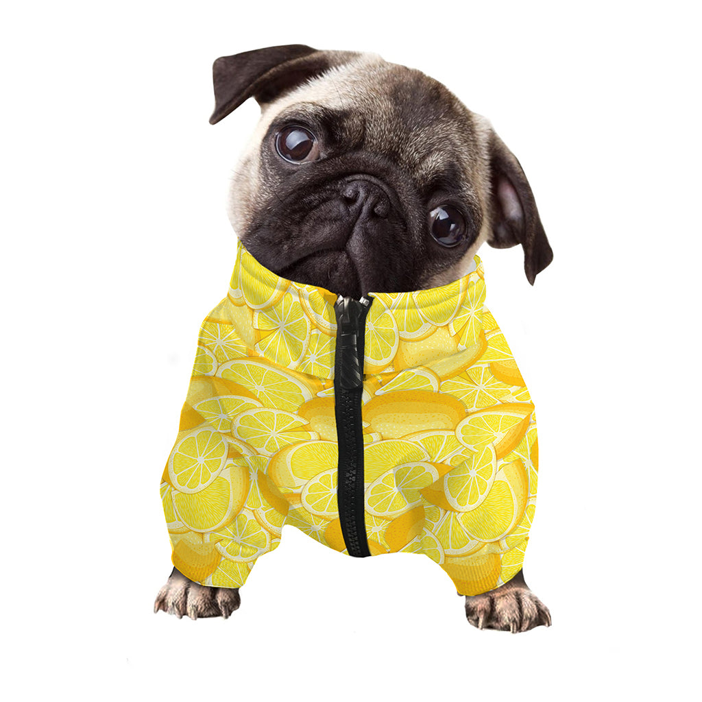 Yellow Lemon Pattern Print Dog Zip Up Jacket