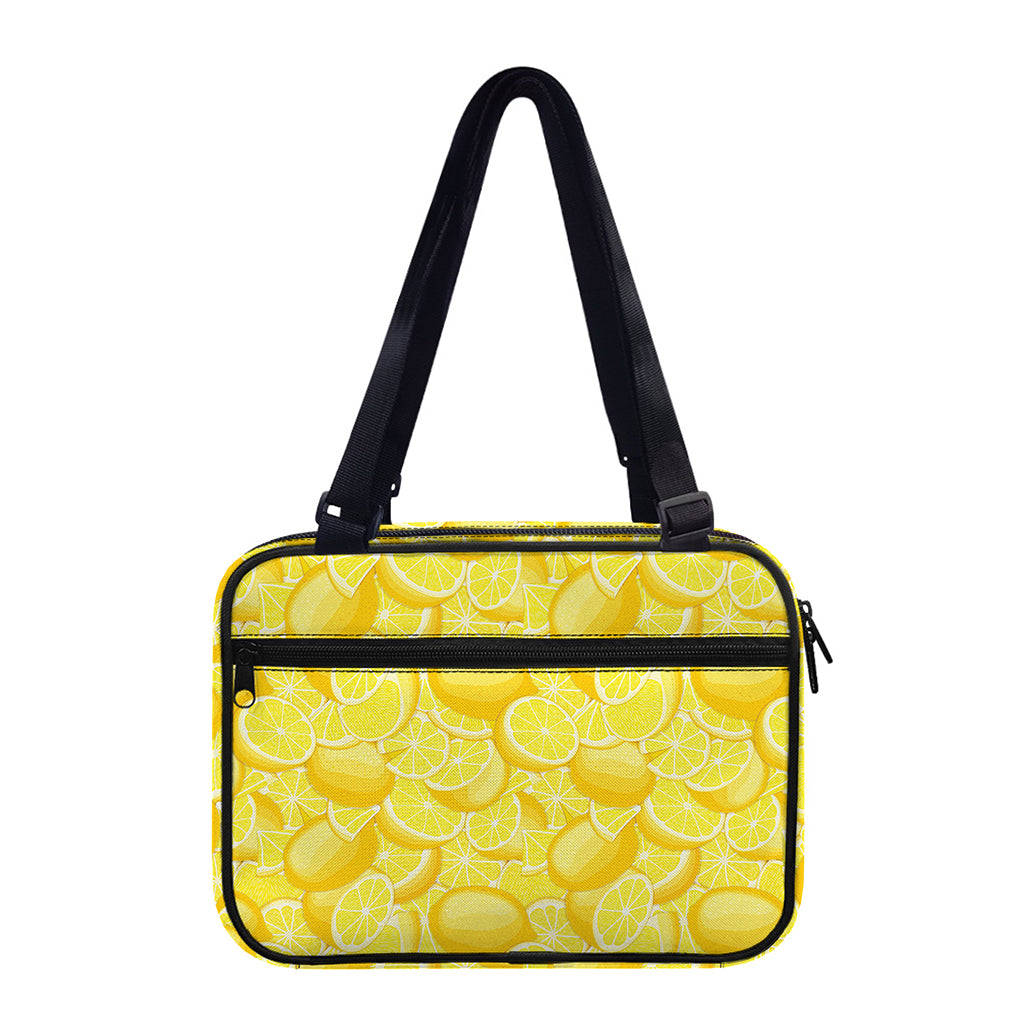 Yellow Lemon Pattern Print Double Strap Bible Bag
