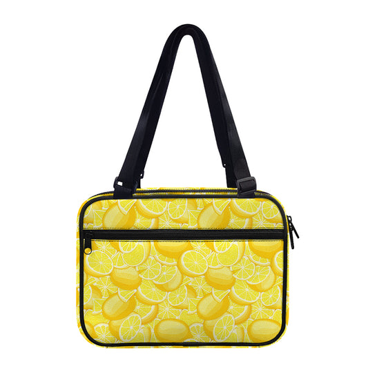 Yellow Lemon Pattern Print Double Strap Bible Bag