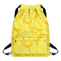 Yellow Lemon Pattern Print Drawstring Backpack