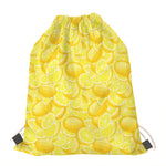 Yellow Lemon Pattern Print Drawstring Bag