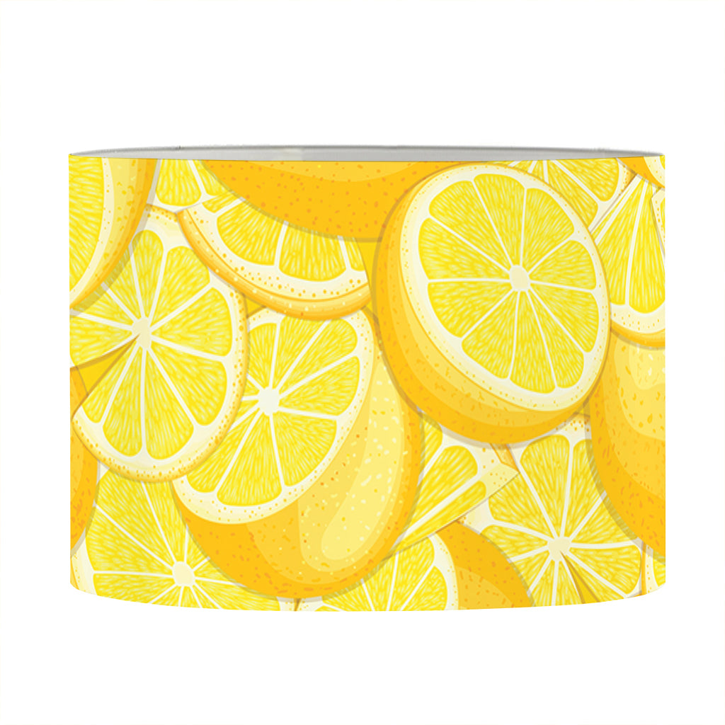 Yellow Lemon Pattern Print Drum Lamp Shade