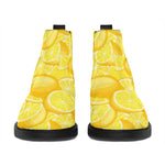 Yellow Lemon Pattern Print Flat Ankle Boots