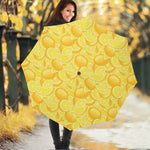 Yellow Lemon Pattern Print Foldable Umbrella