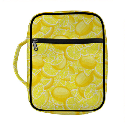 Yellow Lemon Pattern Print Front Pocket Bible Bag