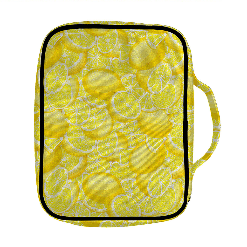 Yellow Lemon Pattern Print Front Pocket Bible Bag