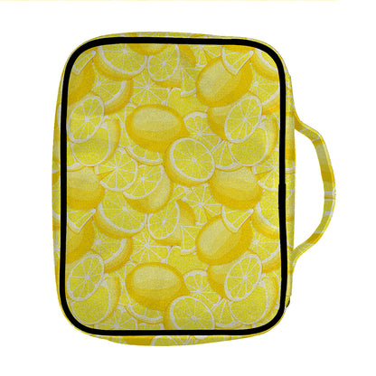 Yellow Lemon Pattern Print Front Pocket Bible Bag