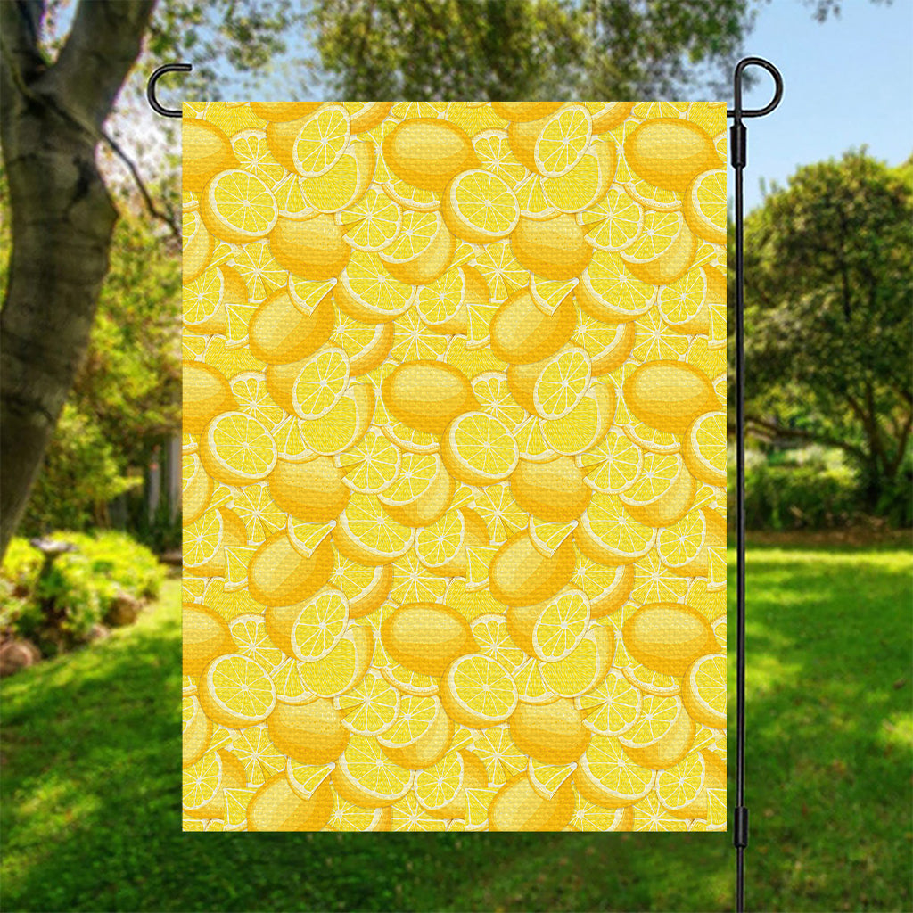Yellow Lemon Pattern Print Garden Flag