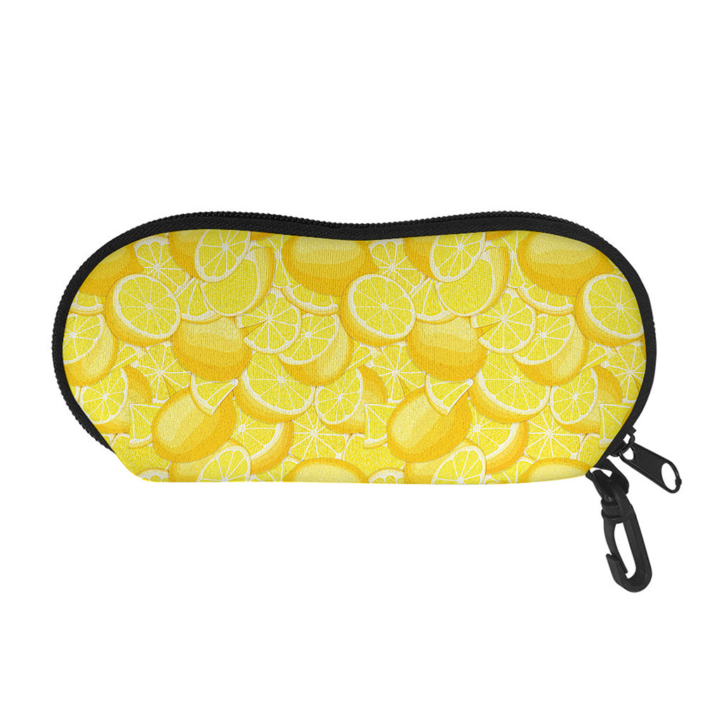 Yellow Lemon Pattern Print Glasses Case