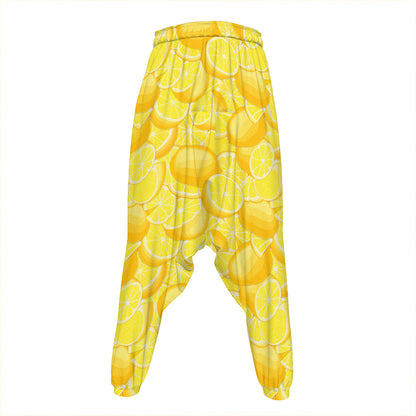 Yellow Lemon Pattern Print Hammer Pants